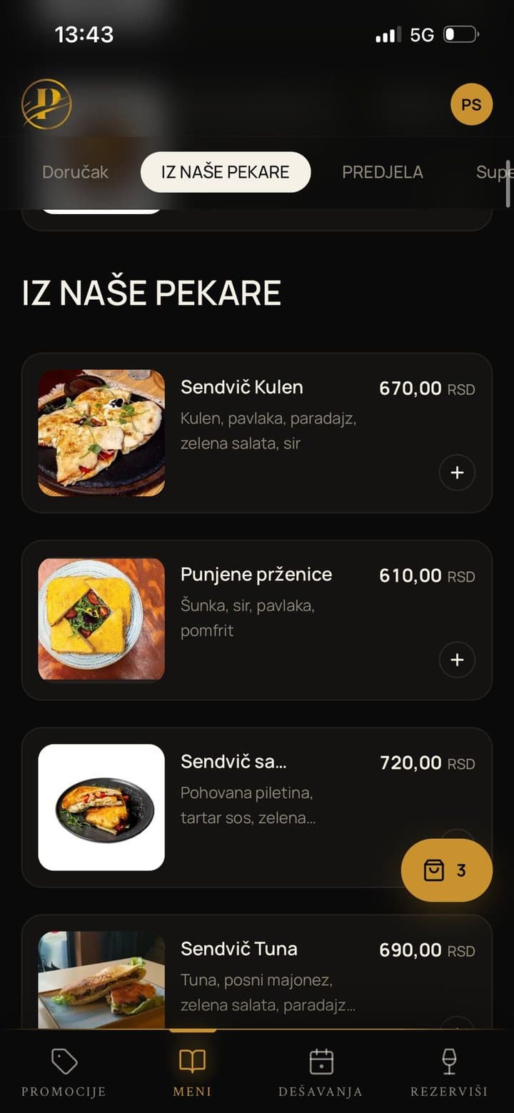 Ponuda iz pekare u aplikaciji
