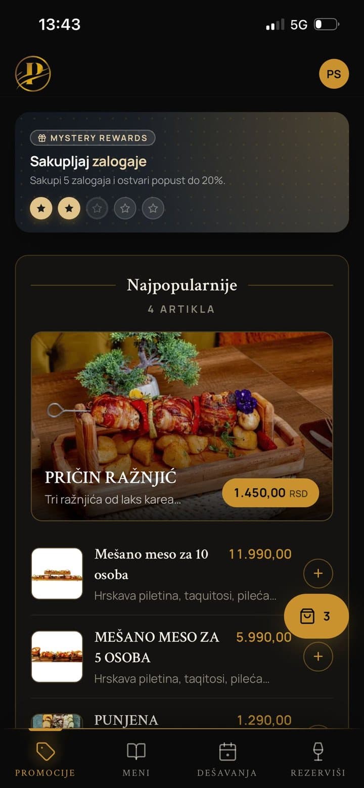 Promocije i Mystery Rewards u aplikaciji